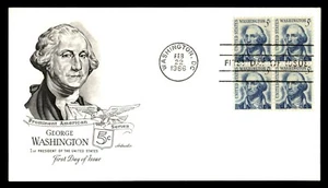 MayfairStamps US FDC 1966 Washington DC Block George Washington 5c Artmaster Fir - Picture 1 of 2