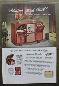Admiral Entertainment Console TV Radio Phonograph Magazine Print Ad 1948 7 x 10 - Bild 1 von 1