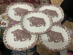 5 x Vintage 70's Fergus The Bull Brown Beefeater Restaurant Ironstone Plates - Picture 1 of 17
