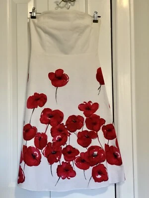 Vestido Flamingo branco sem alças com flores vermelhas tamanho pequeno - Imagem 1 de 4