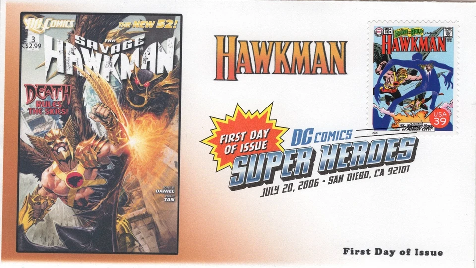 AO-4084t-1, 2006, DC Comics Super Heroes, Hawkman Cover, FDC, Add-on Cachet. Dig - Image 1 of 1