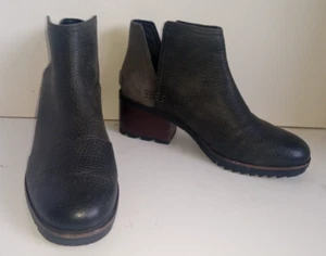 SOREL Mujer S 7US/38EU "Cate Cutout" Gris Oscuro Cuero y Gamuza Botín-2" Tacón - Imagen 1 de 9