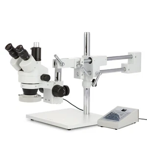 AmScope 3.5X-90X Simul-Focal Zoom Trinocular Stereo Boom LED Microscope SM-4 - Picture 1 of 15