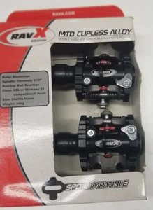 RavX Mountain bike clipless pedals black SPD compatible new in box - Picture 1 of 4