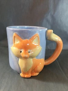 Mayco 2014 Fox 3D Raised Embossed Hand Painted Cute Cozy Hot Chocolate Mug - Imagen 1 de 6