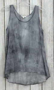 Eileen Fisher Ramie Tank Size Small Dark Pearl Gray Sheer Woodgrain Print - Picture 1 of 7
