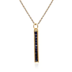 Colgante de zafiro de oro de 14 k, colgante de oro de múltiples zafiros, colgante de zafiro - Imagen 1 de 8