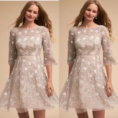 New Aidan Mattox Silver Sun Valley Dress size 0 BHLDN MSRP: $420 - Image 1 of 2