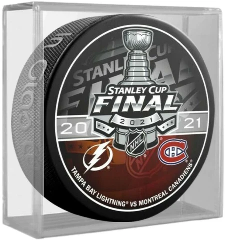 Tampa Bay Lightning v Montreal Canadiens 2021 Stanley Cup Final Puck w/Cube Cover