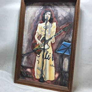 PJ Harvey Original Portrait Painting FRAMED 15x24 acrylic gibson firebird 2008 - Picture 1 of 9