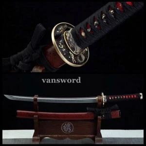 20'' Weapons T10 Steel Clay Tempered Japanese Samurai Wakizashi Sword Real Hamon - Picture 1 of 10