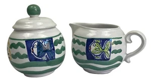 GRUPO SCANDI Creamer & Sugar Mexican Talavera Pottery Hand Painted  - Picture 1 of 15