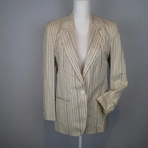 BURBERRYS Vtg Silk Blazer Jacket sz 6 stripes r7 - Picture 1 of 12