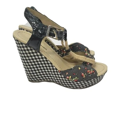 Call It Spring Womens Wedge T-Strap Sandals 7 US 37.5 EU Plaid Fruit Summer - Image 1 of 4