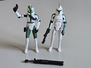 Star Wars Clone Commander Gree and 41st Elite Corps green Clone Trooper Hasbro
