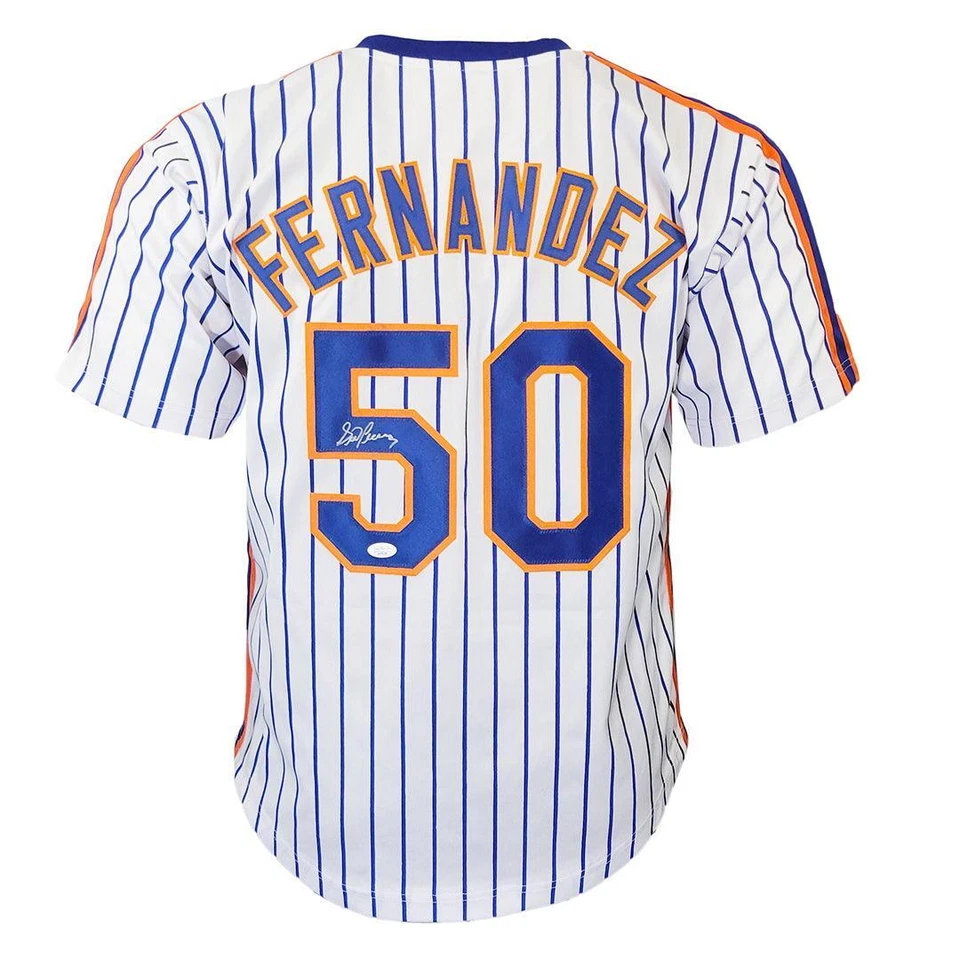 Camiseta de béisbol firmada por Sid Fernández a rayas de Nueva York (JSA) Foto 1 de 3