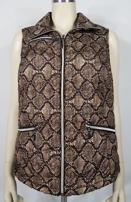 Studio Works brown snake print mock neck full zip athletic vest womens 1X - Image 1 of 4