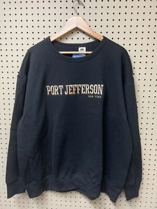 Vintage New Port Jefferson NY Black Long Sleeve Sweatshirt XL Round Neck - Picture 1 of 8