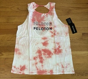 Peloton Tank Top Damen XL Batik Weiß Koralle Double Twist Halboffener Rücken Neu - Bild 1 von 6