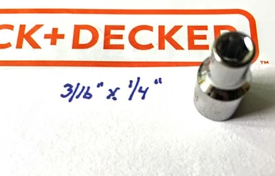 Black & Decker  3/16" x 1/4"  Dr Standard Socket 6 Point Free USA Shipping - Image 1 of 3