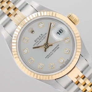 Rolex Ladies Datejust 26mm Two Tone Silver Diamond Dial Fluted Jubilee 79173 - Picture 1 of 11