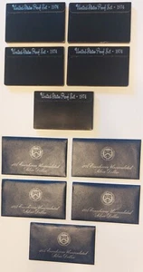 (5) US MINT 1974 PROOF SETS. (5) 1974 EISENHOWER UNC SILVER DOLLAR SETS - Picture 1 of 6