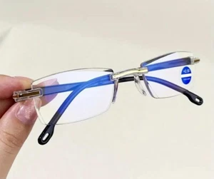 Quality Classic Rimless Blue Light Protective Reading Glasses ++1.50+2.50+3.50 - Picture 1 of 5