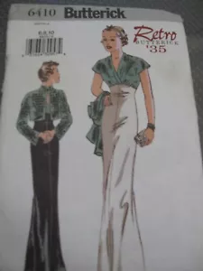Costume da cucito Butterick 6410 taglia 6,8,10 motivo storico retrò '35 non tagliato - Foto 1 di 2