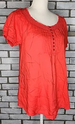 Blusa para mujer Faded Glory manga corta talla mediana coral plisada ajustada Foto 1 de 4