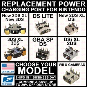 Charging Port Power Socket For New/3DS/2DS/DSi/XL/Wii U Gamepad/GBA SP/DS Lite - Picture 1 of 15