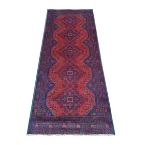 2'7"x6'5" Red Soft Wool Andkhoy Geometric Design Hand Knotted Runner Rug R20715 - Picture 1 of 6