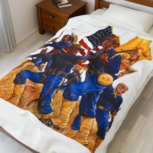 Buffalo Soldiers Plush Blanket, Cozy Throw, Civil War Era Gift, Home Decor - Picture 1 of 15