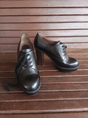 Marni 黑色皮革粗跟厚底牛津系带鞋 36 码 US 6 码  — 第 1/4 张图片