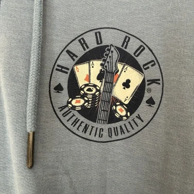 Hard Rock Casino Sudadera con Capucha Cremallera Completa Para Hombres L De Colección Azul Juego Poker Tarjetas Logo Foto 1 de 4