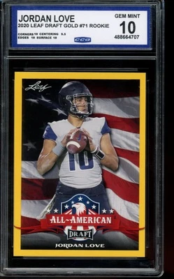 2020 Leaf Draft #71 Jordan Love Gold CCG 10 - Image 1 of 2