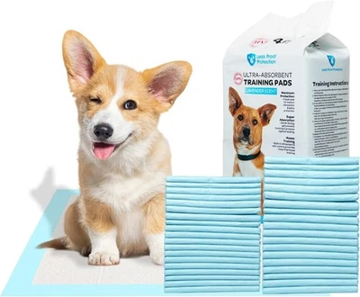 100 Almohadillas para Mascotas para Perros Perfumadas Azul Pequeño Cachorro Entrenamiento Underpad Wee Wee Pee Pad Foto 1 de 4