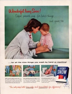 1955 Ivory Snow Laundry Detergent Vtg Print Ad Mother and Baby - Picture 1 of 2