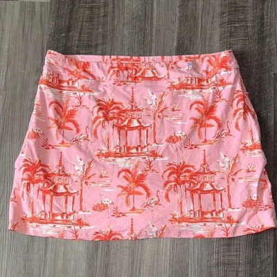 Saia feminina J.McLaughlin XL Mega Palm Spring Parr Skort rosa tênis pickleball - Imagem 1 de 4