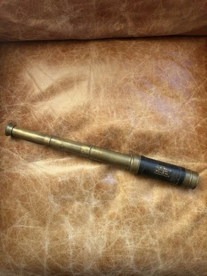 Старинный латунный телескоп монокуляр РЕДКИЙ производитель «Loewenbach Opticer Munchen» - Изображение 1 из 4