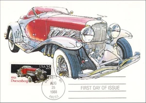 Duesenberg Classic Luxury Powerful Car 1935 Transport USA FDC Maxi Card 1988 - Picture 1 of 2