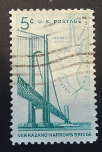 US Scott # 1258, Verrazano-Narrows Bridge, 1964 5¢ Stamp - used (492) - Picture 1 of 2