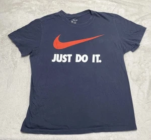 Nike Just Do It T-Shirt Herren Large Blau Kurzarm Center Swoosh Logo Tee - Bild 1 von 8