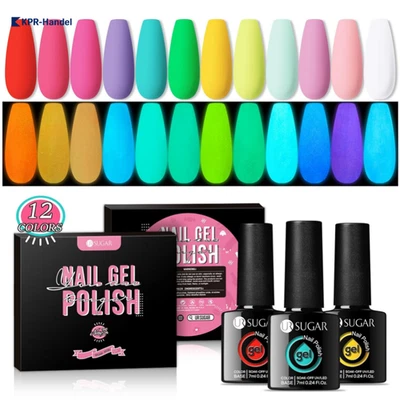 UV-Gel Nagellack Neon | Leuchtend im Dunkeln | 12 Farben Set - Bild 1 von 4