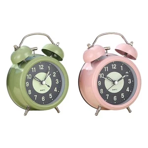 Analog Alarm Clock Round Non Ticking Small Clock for Office - Picture 1 of 15