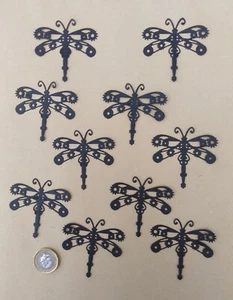 10 Die Cut Steampunk Dragonflies - Black - Picture 1 of 2