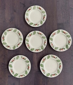 S/6 Rare Acorn & Oak Leaf cream & Green 8 5/8” Salad Plate By BORDALLO PINHEIRO - Picture 1 of 5