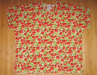 S.C.R.U.B.S. Scrubs TOP Shirt Size 2XL XXL Cotton STRAWBERRY - Image 1 of 3