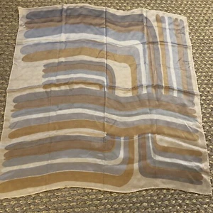 OMU 100% Silk Scarf, 30”x31” Tan, Gray, Cream - Picture 1 of 5