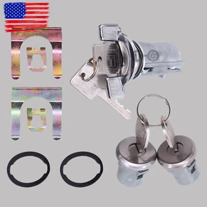 Chrome Ignition Key Switch Cylinder & Door Lock Pair Set W/ Keys for GM - Picture 1 of 11