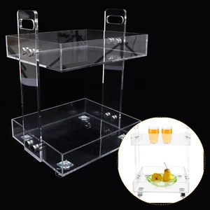 2 Tier Clear Acrylic Serving Cart Side Table For Kitchen Bar Storage Cart Stand - Picture 1 of 13